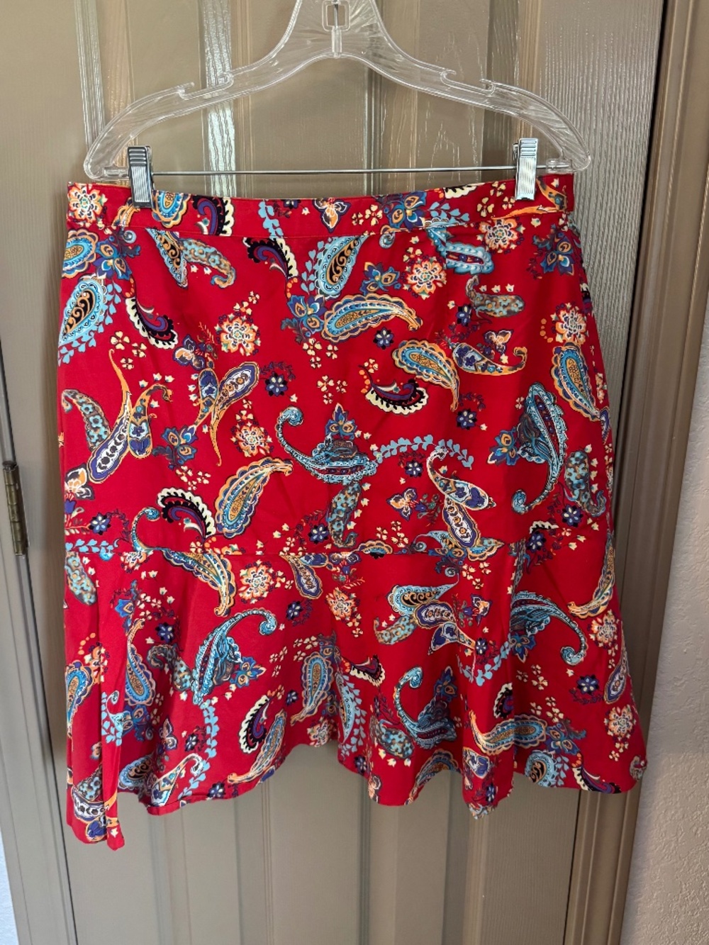 New American Living red paisley skirt Sz 12